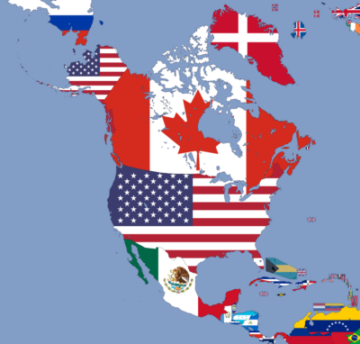 Flag Map of North America