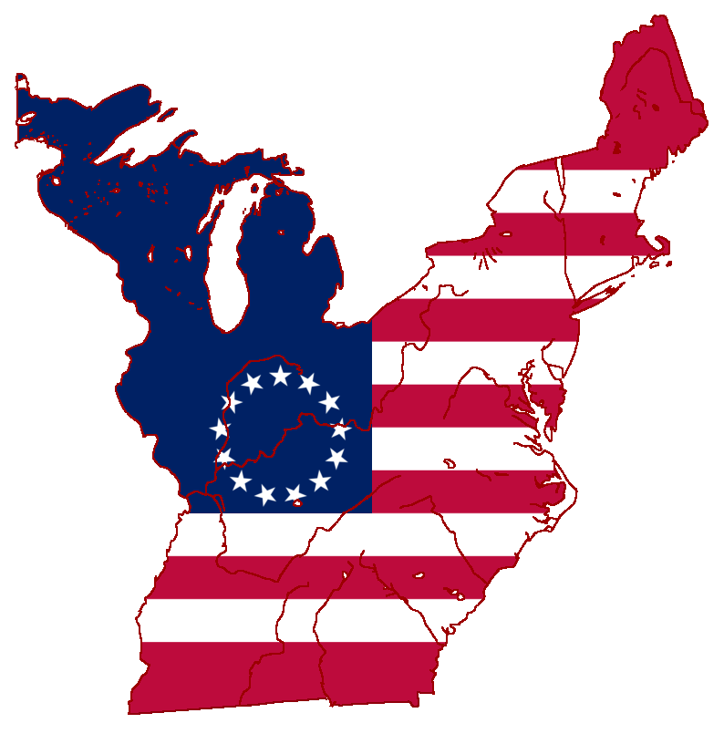 Flag Map of the United States 1789 - Flag Map Of The United States 1789 