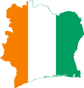 Flag map of Ivory Coast