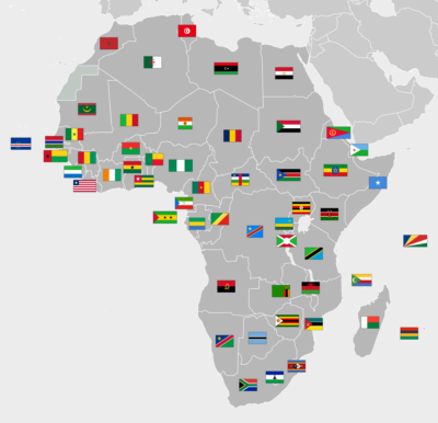 Map of Africa with flags